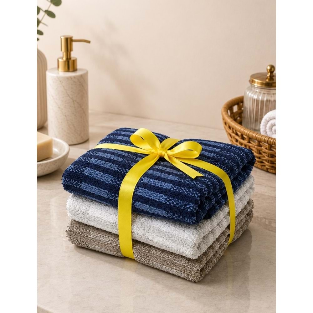 Özdilek -Striscia 3 LÜ SET- Premium El ve Yüz Havlusu (50x90)