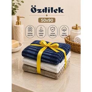 Özdilek -Striscia 3 LÜ SET- Premium El ve Yüz Havlusu (50x90)