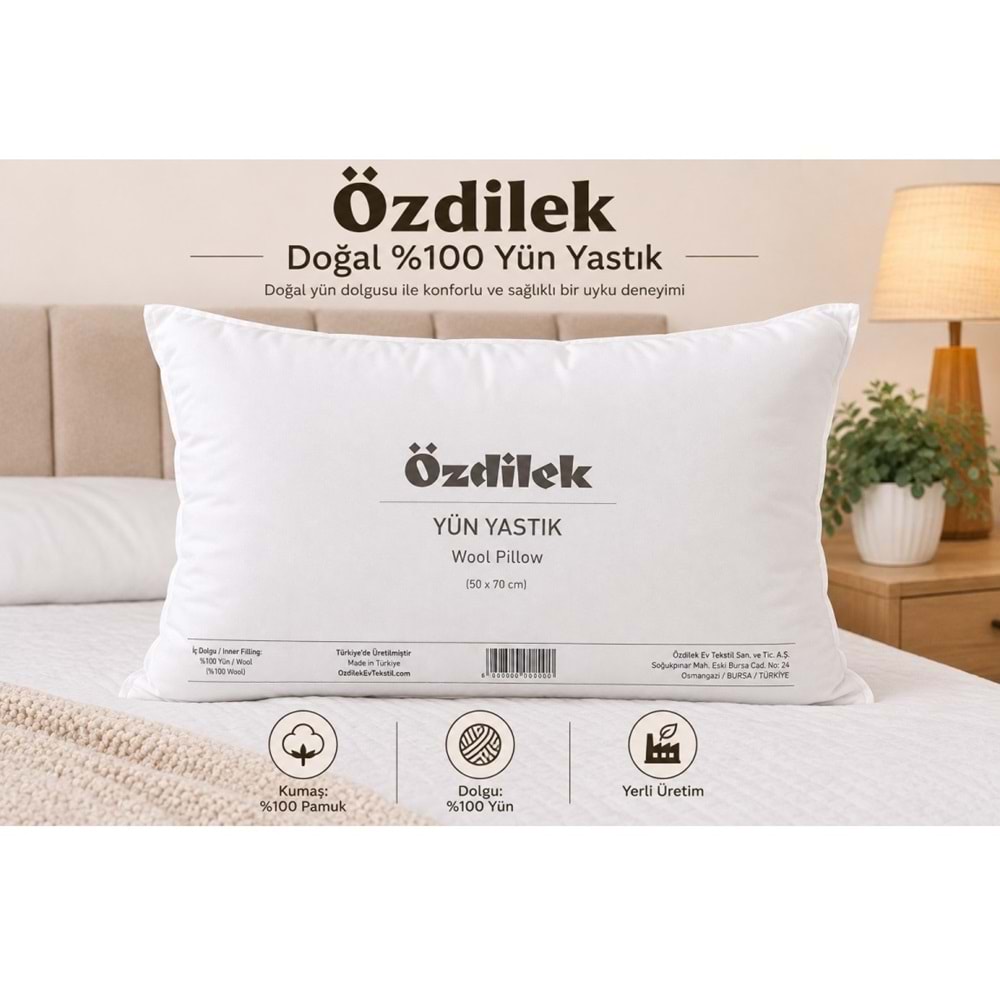 Özdilek Doğal %100 Yün Yastık (50x70)