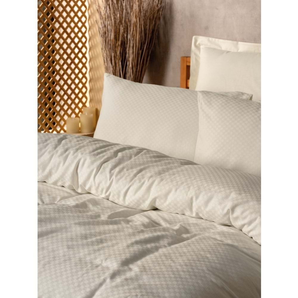 Cotton Box Rf Dual -Plaid Krem- Tek Kişilik Nevresim Takımı