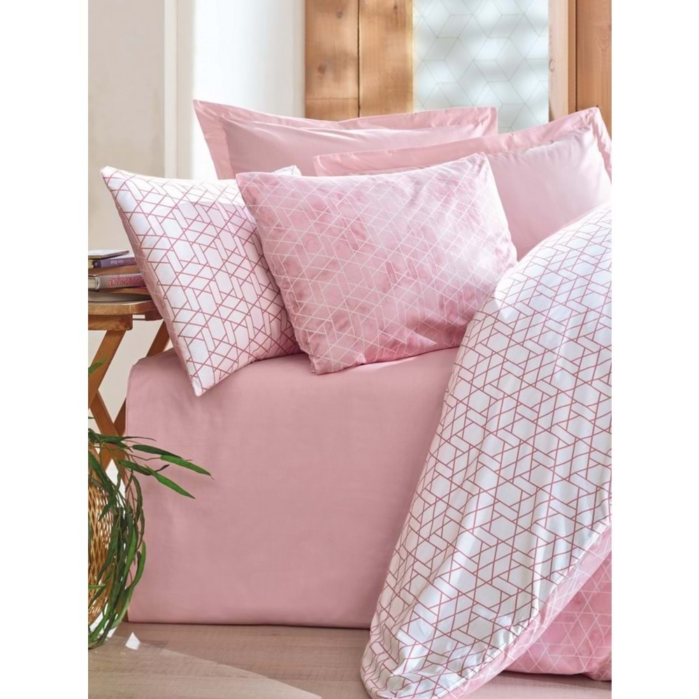 Cotton Box Rf Minimal -Best Pembe- Lastikli Çarşaflı Çift Kişilik Nevresim Takımı