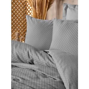 Cotton Box Rf Dual -Plaid Gri- Çift Kişilik Nevresim Takımı