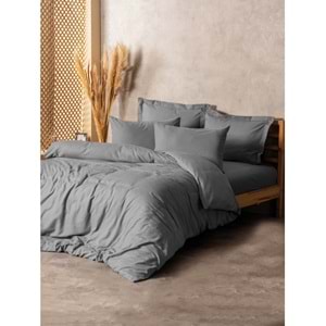 Cotton Box Rf Dual -Plaid Gri- Çift Kişilik Nevresim Takımı