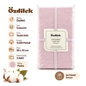 Özdilek Colourist Ranforce 2li Yastık Kılıfı (50x70)-Pudra