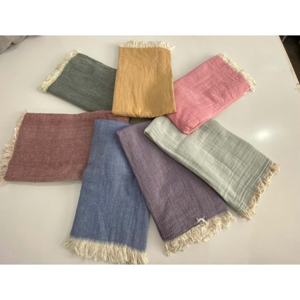 Kimono Müslin 2 Katlı Peştemal Bornoz (Beden S-M) - Mor