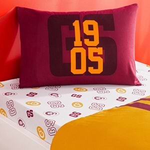 Taç Taraftar Lisanslı Ranforce Çarşafı Lastikli Tek Kişilik Nevresim Takımı-Galatasaray Şampiyon Aslan