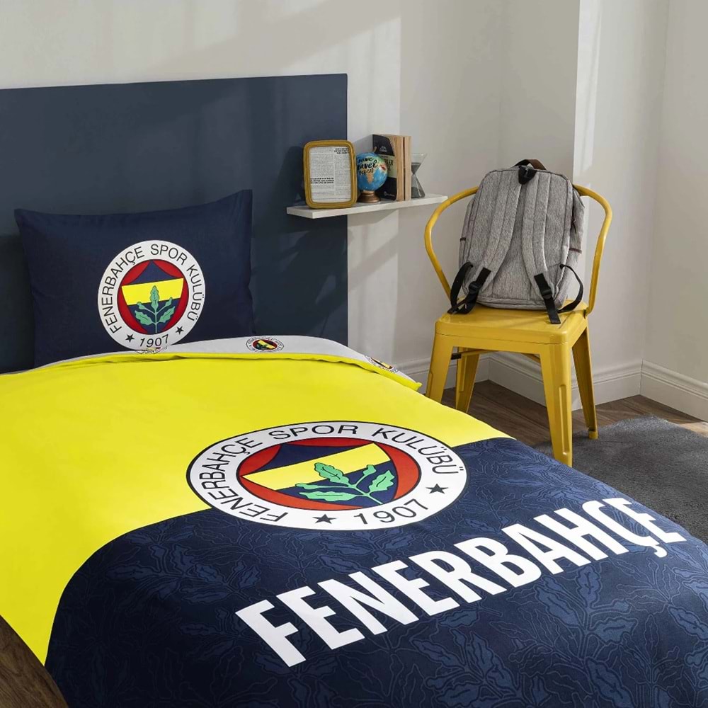 Taç Taraftar Lisanslı Ranforce Çarşafı Lastikli Tek Kişilik Nevresim Takımı-Fenerbahçe Efsane (120lik Çarşaf)