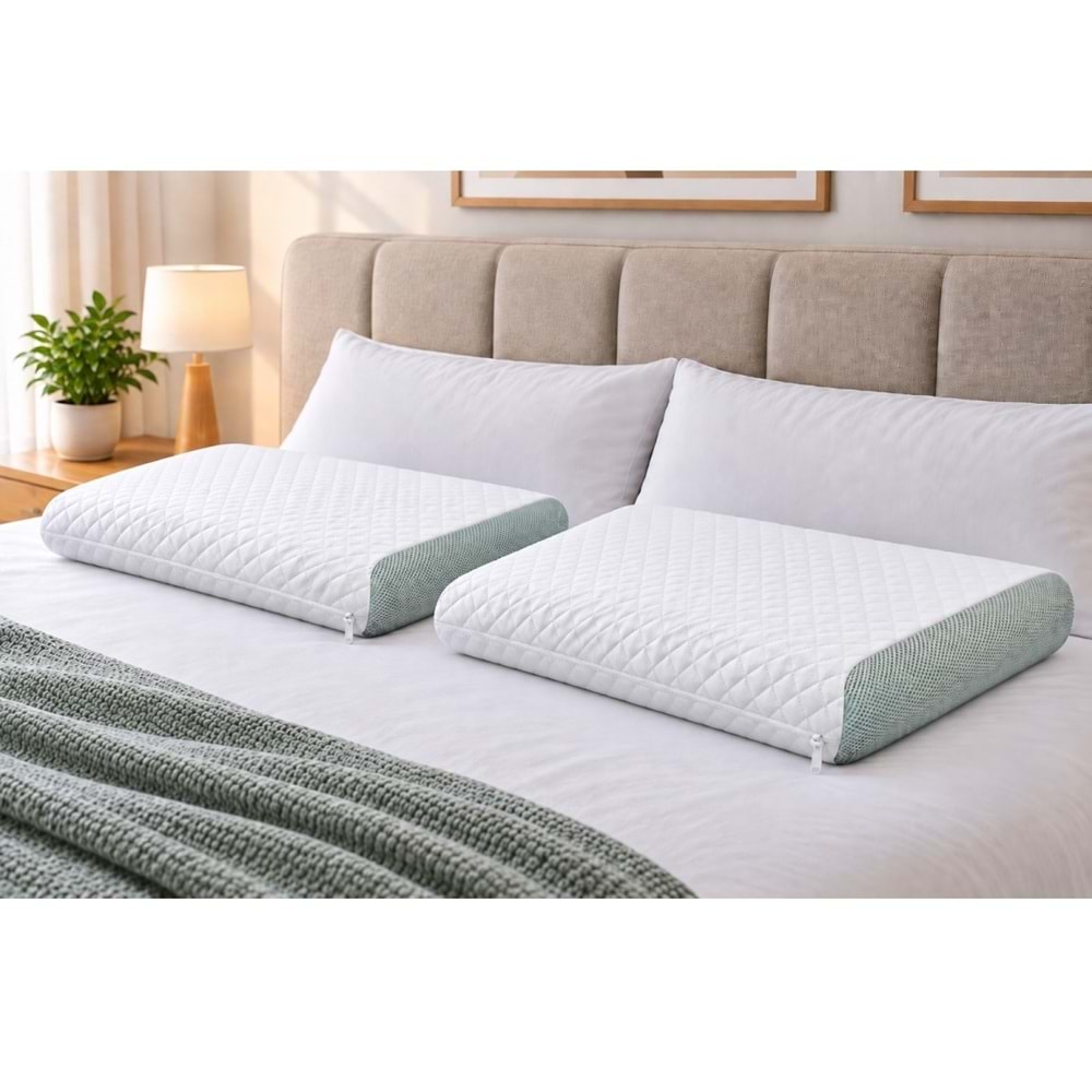 Rehome -2li Set- Visco Tombul Ortopedik Yastık (65x35x13cm)