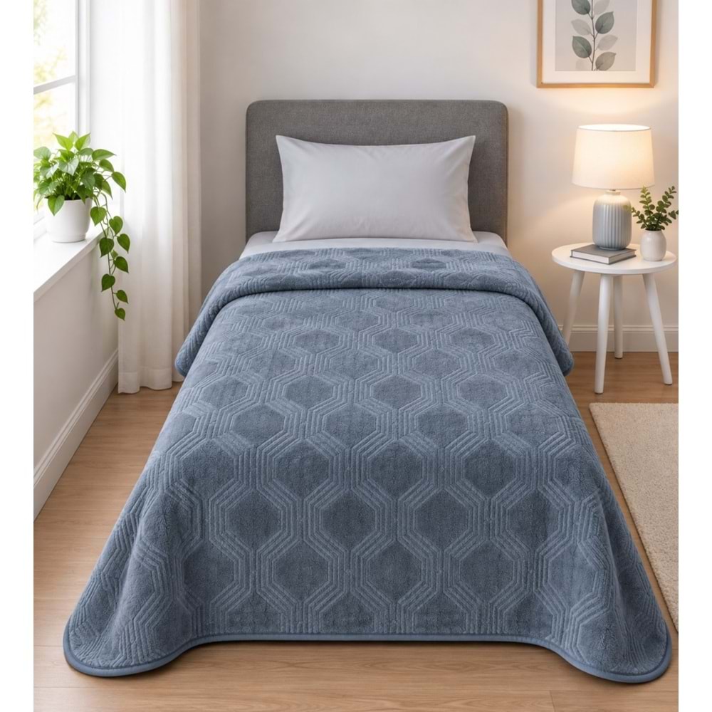 Özdilek Trendy Embos Tek Kişilik Battaniye (155x220)-Art Deco Atlantik Yeşil Yeni