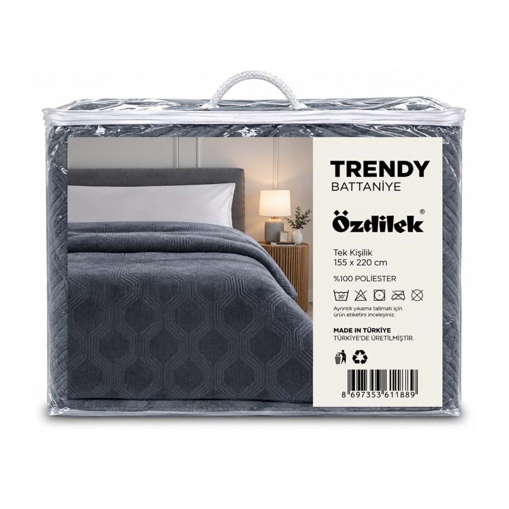 Özdilek Trendy Embos Tek Kişilik Battaniye (155x220)-Art Deco Atlantik Yeşil Yeni