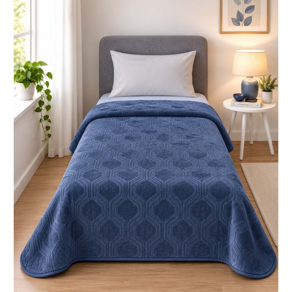 Özdilek Trendy Embos Tek Kişilik Battaniye (155x220)-Art Deco Çin Mavisi Yeni