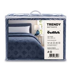 Özdilek Trendy Embos Tek Kişilik Battaniye (155x220)-Art Deco Çin Mavisi Yeni