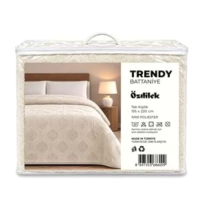 Özdilek Trendy Embos Tek Kişilik Battaniye(155x220)-Art Deco Krem Yeni