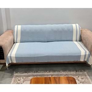 Özdilek Pamuklu Kaymaz Zigzag Koltuk Örtüsü (170x210) - İndigo