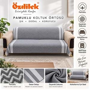 Özdilek Pamuklu Kaymaz Zigzag Koltuk Örtüsü (170x210)