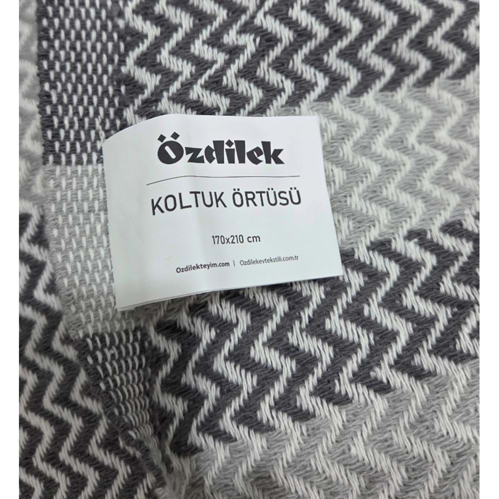 Özdilek Pamuklu Kaymaz Zigzag Koltuk Örtüsü (170x210)