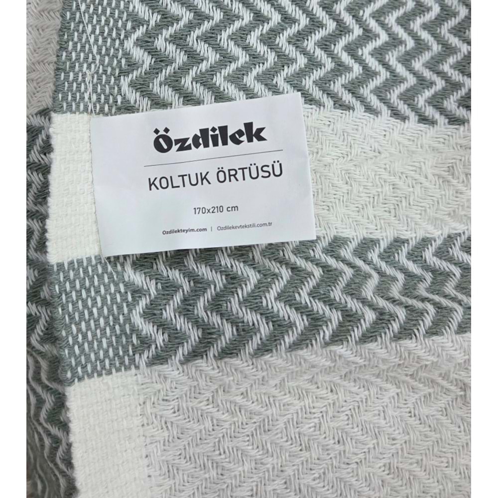 Özdilek Pamuklu Kaymaz Zigzag Koltuk Örtüsü (170x210)