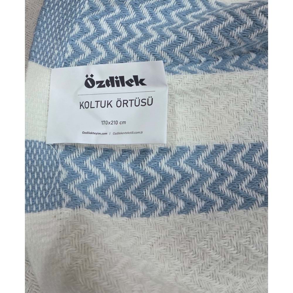 Özdilek Pamuklu Kaymaz Zigzag Koltuk Örtüsü (170x210)