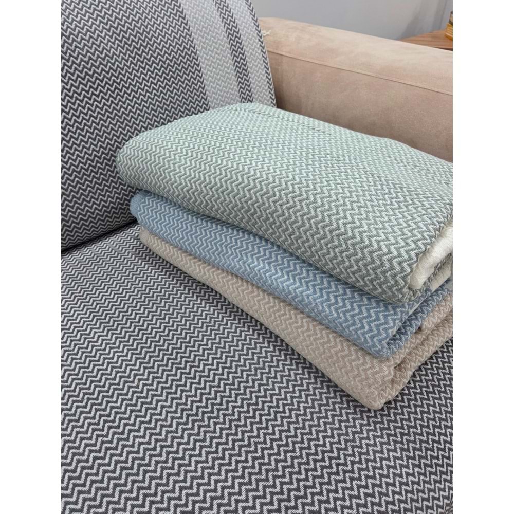 Özdilek Pamuklu Kaymaz Zigzag Koltuk Örtüsü (170x210)