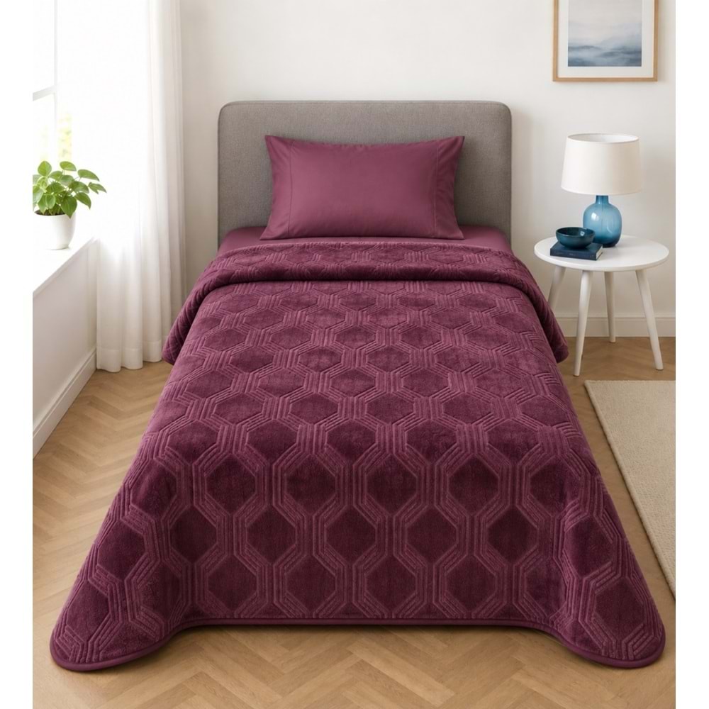 Özdilek Trendy Embos Tek Kişilik Battaniye(155x220)-Art Deco Y.Mersini Yeni
