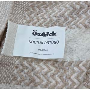Özdilek Pamuklu Kaymaz Zigzag Koltuk Örtüsü (3+3) - Bej