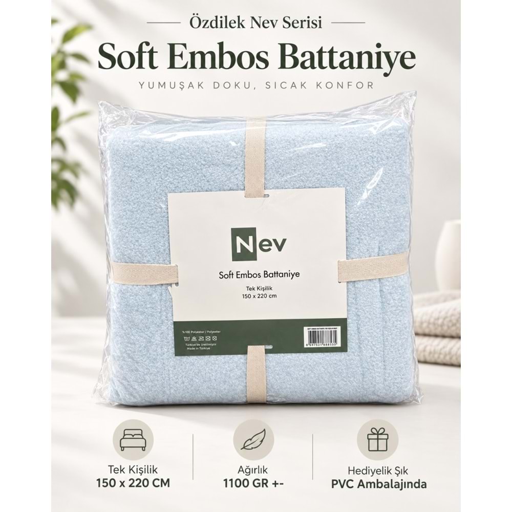 Özdilek Nev Serisi Soft Embos Tek Kişilik Battaniye (150x220)