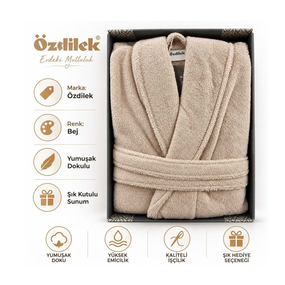Özdilek Tek Bornoz Şalyaka-Colourist Bej (XL Beden)