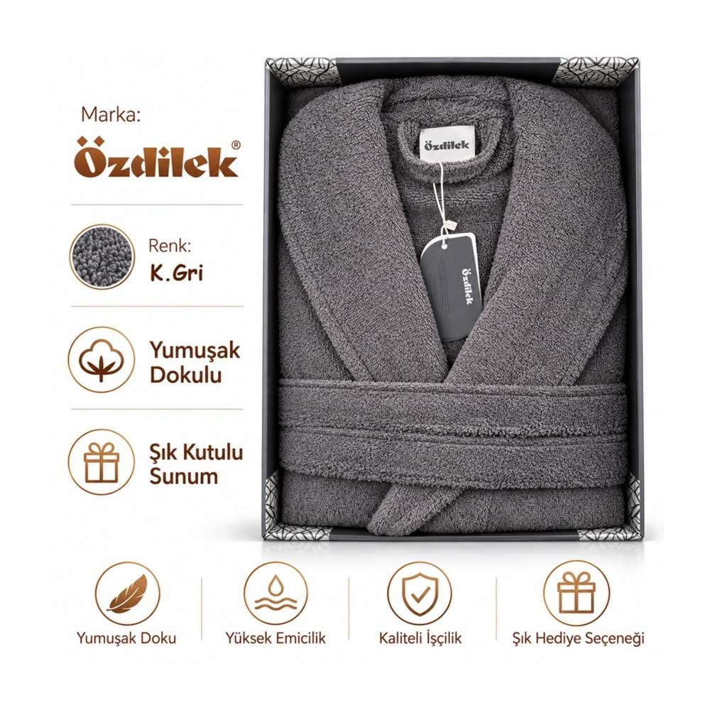 Özdilek Tek Bornoz Şalyaka-Colourist K.Gri (L Beden)
