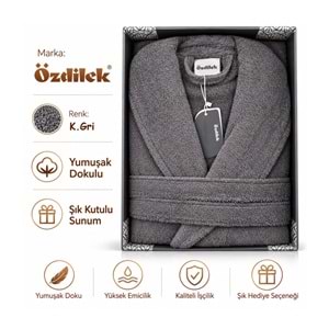 Özdilek Tek Bornoz Şalyaka-Colourist K.Gri (L Beden)