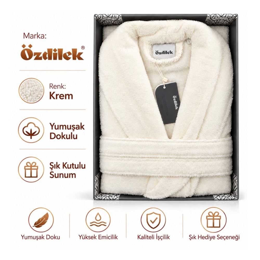 Özdilek Tek Bornoz Şalyaka-Colourist Krem (S-M Beden)
