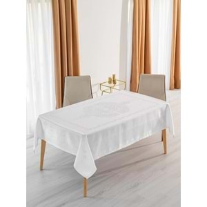 Jumbo Jakar Beyaz Sıvı Geçirmez Kumaş Pano 8-10-12 Kişilik Masa Örtüsü (160x220)