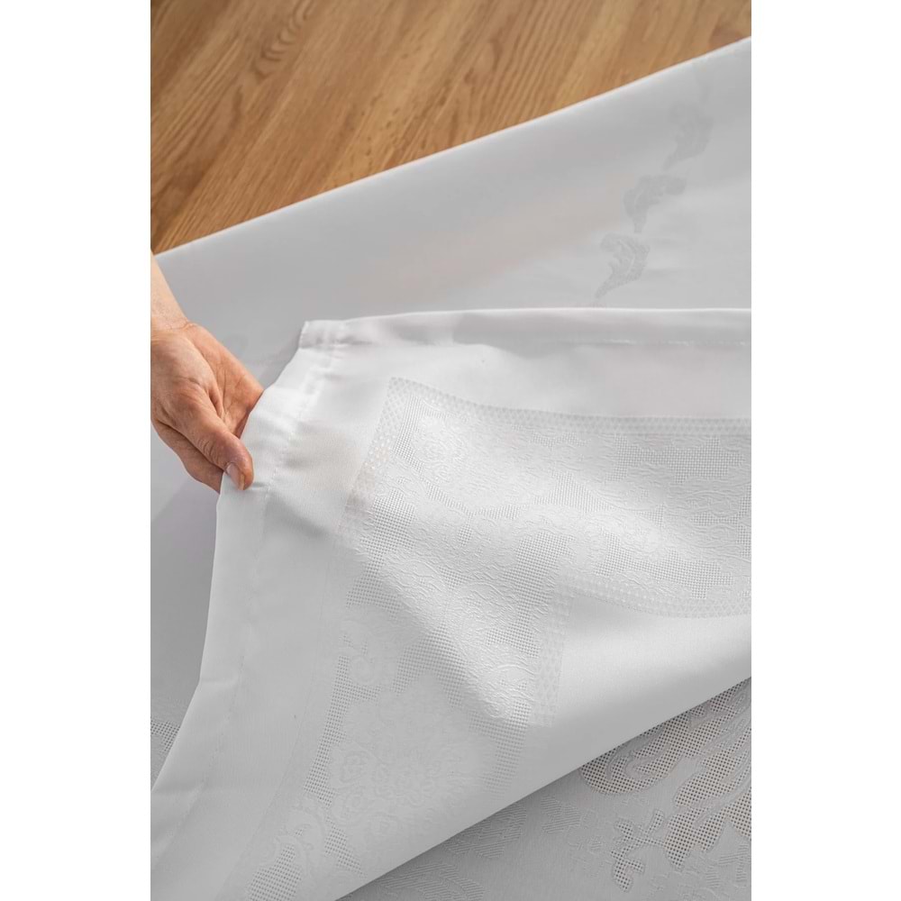 Jumbo Jakar Beyaz Sıvı Geçirmez Kumaş Pano 8-10-12 Kişilik Masa Örtüsü (160x220)