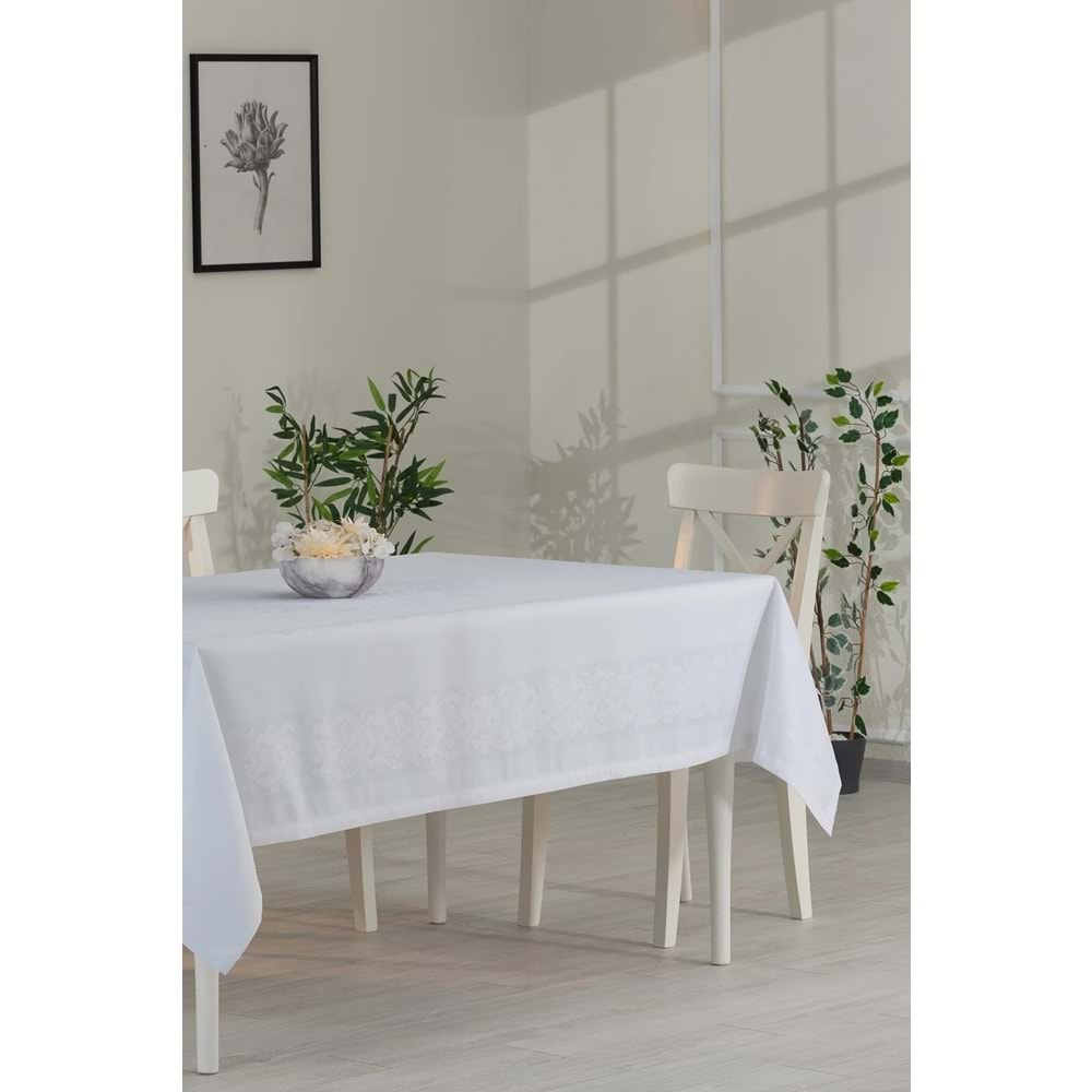 Jumbo Jakar Beyaz Sıvı Geçirmez Kumaş Pano 8-10-12 Kişilik Masa Örtüsü (160x220)