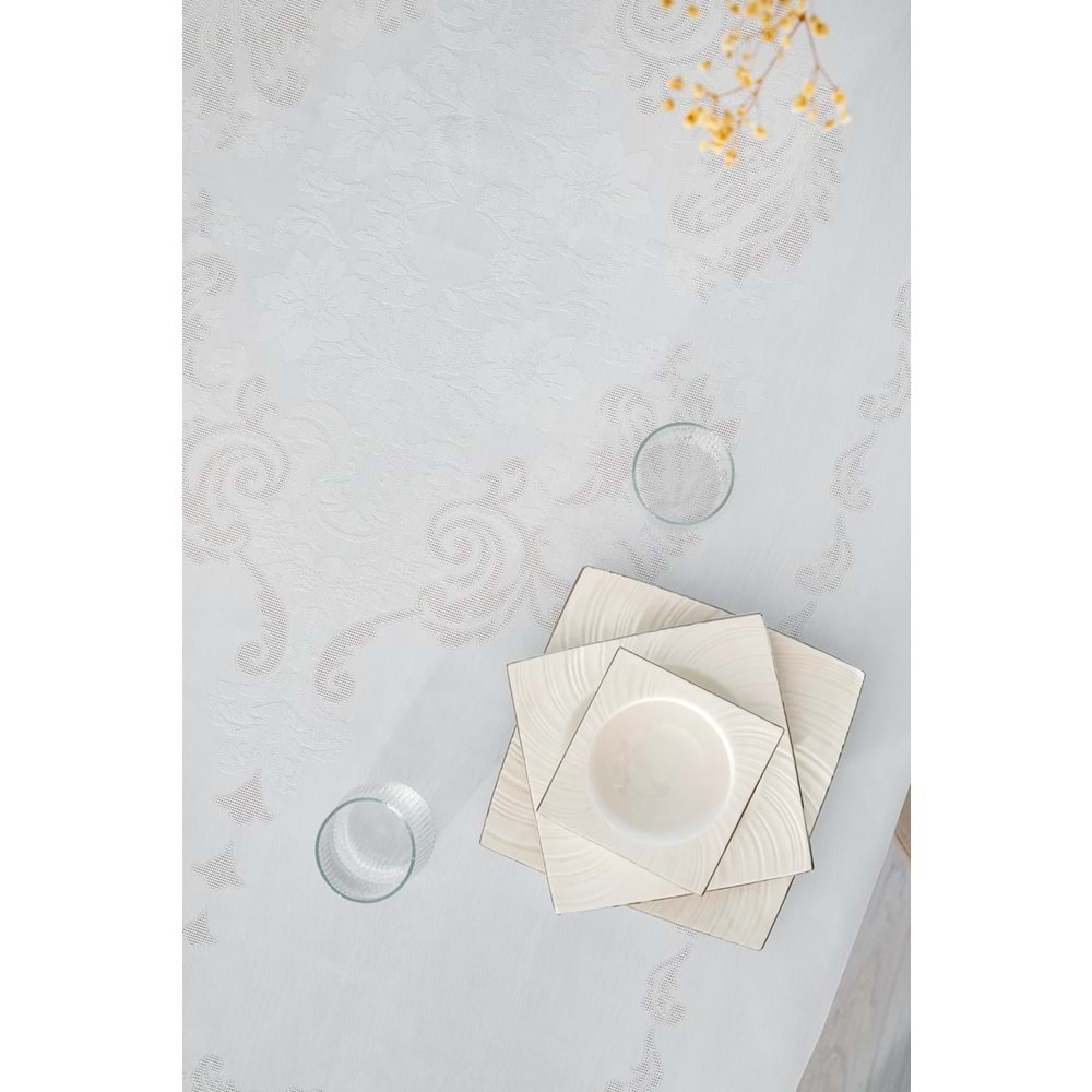 Jumbo Jakar Beyaz Sıvı Geçirmez Kumaş Pano 8-10-12 Kişilik Masa Örtüsü (160x220)
