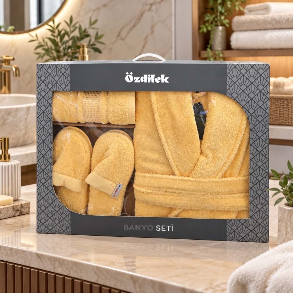 Özdilek Colourist B.Sarısı Kişisel Banyo Bornoz Seti (L Beden)