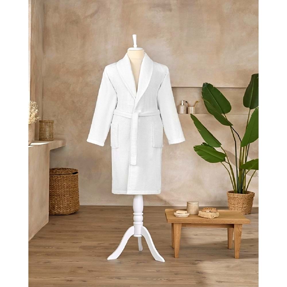 Özdilek Battal Boy Tek Bornoz Şalyaka-Classic Beyaz (3XL Beden) Yeni
