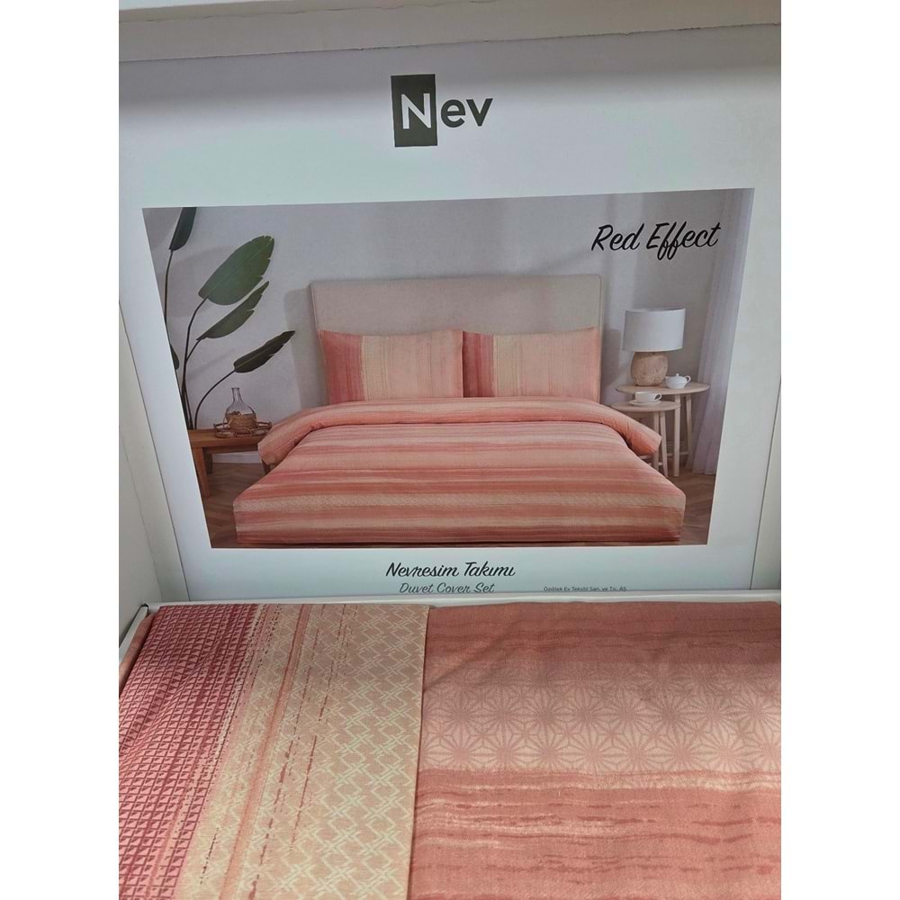 Özdilek Nev Serisi -Red Effect Pembe- Tek Kişilik Nevresim Takımı