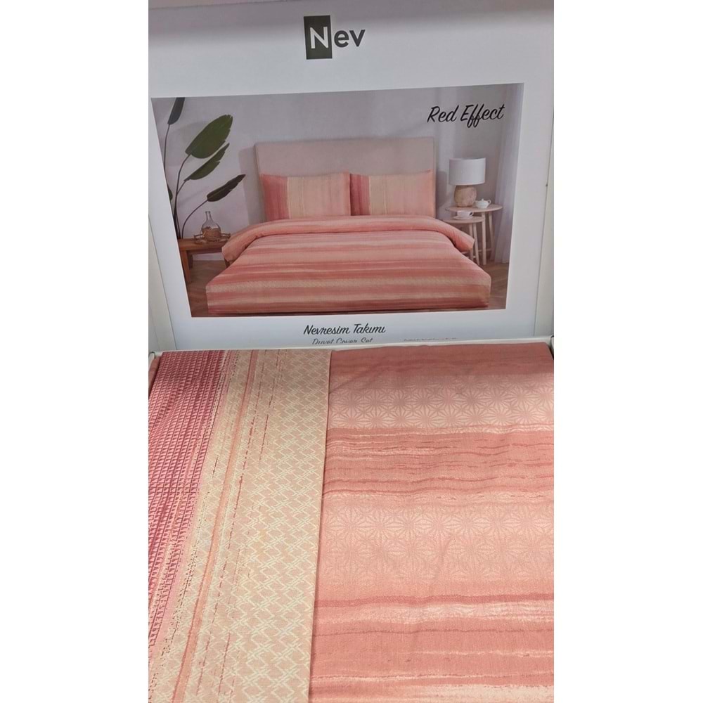 Özdilek Nev Serisi -Red Effect Pembe- Tek Kişilik Nevresim Takımı