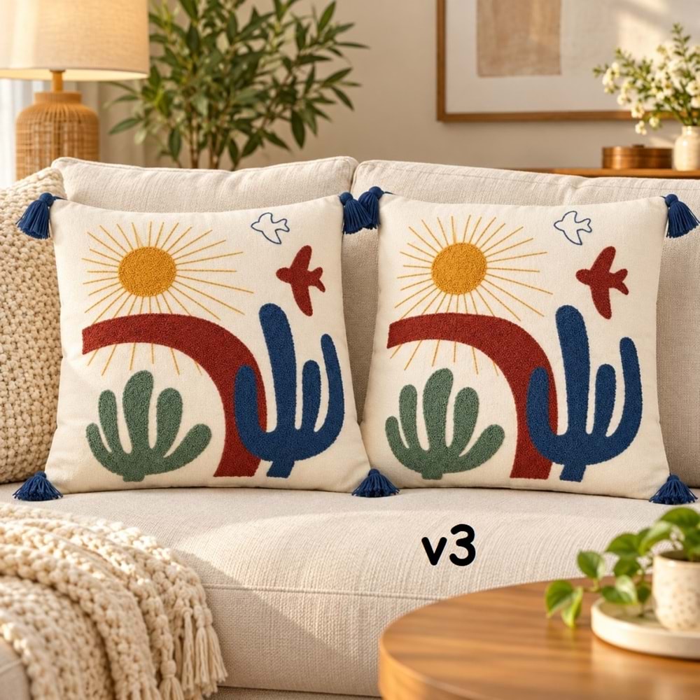 Punch 2li Tufting Lüks Kırlent Kılıfı