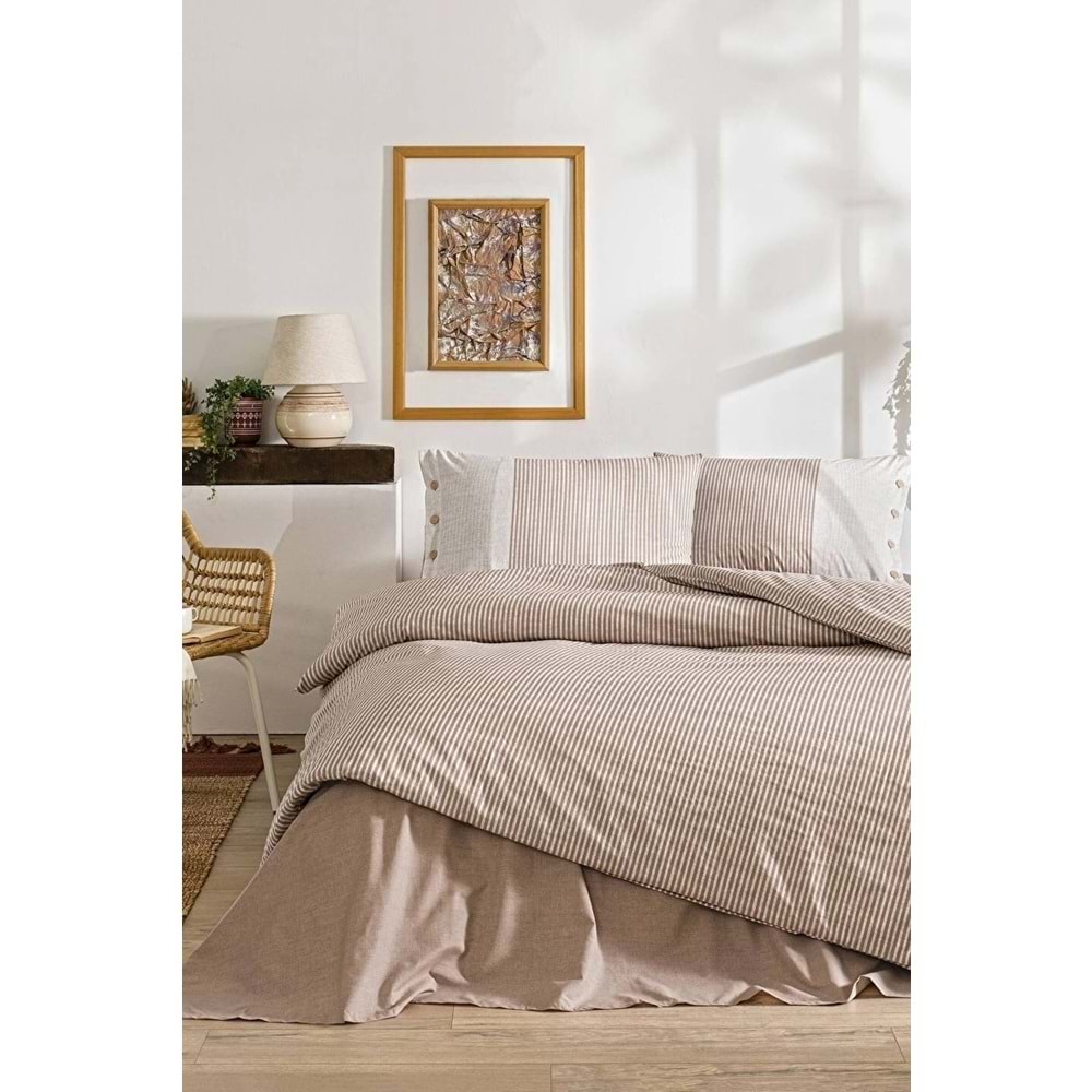 Özdilek Ranforce -Natural Line Bej- Battal Boy (King Size) Çift Kişilik Nevresim Takımı