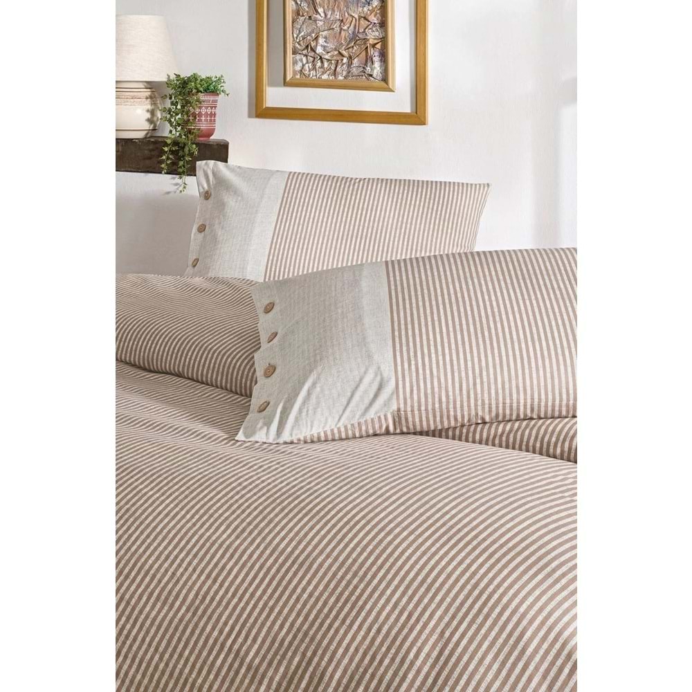 Özdilek Ranforce -Natural Line Bej- Battal Boy (King Size) Çift Kişilik Nevresim Takımı