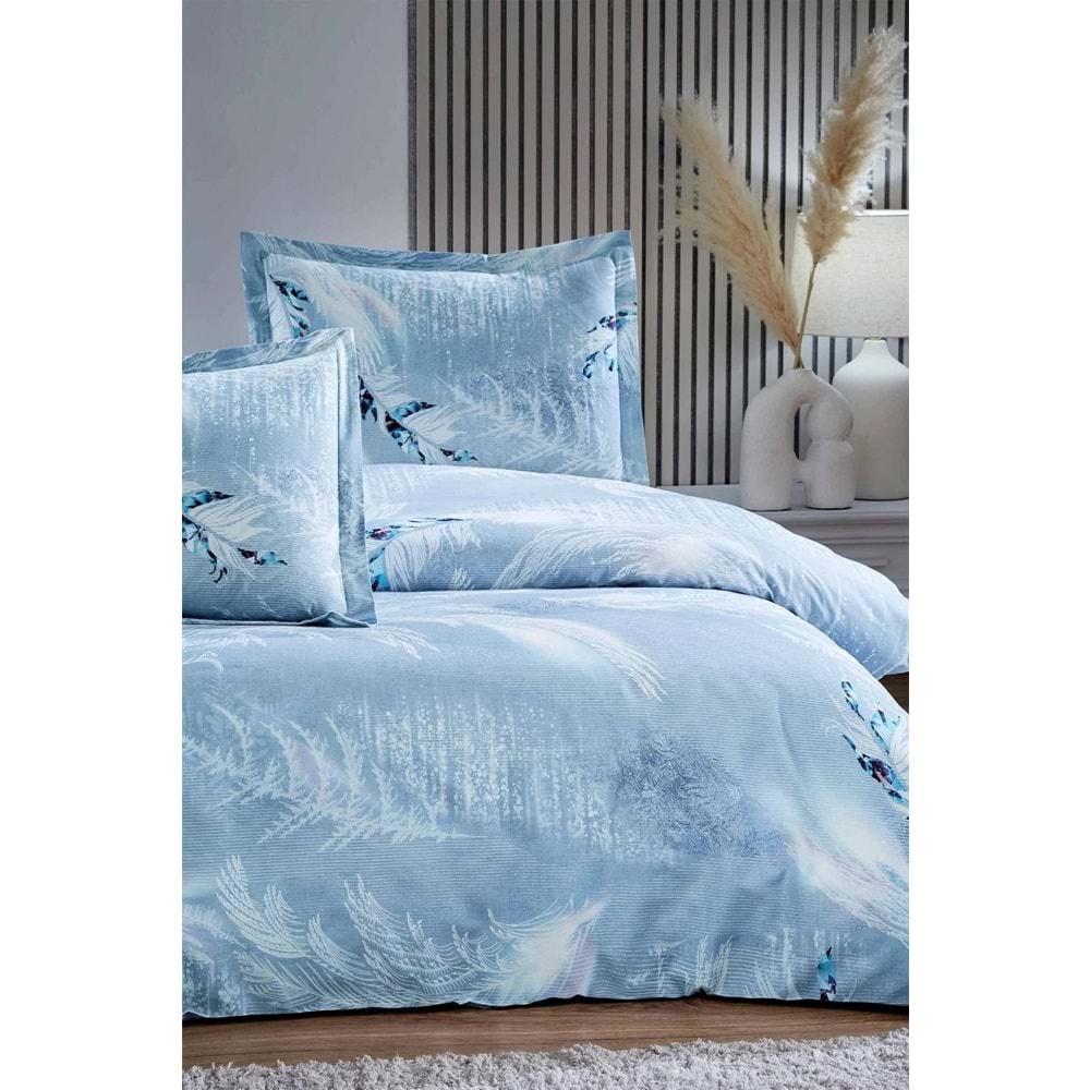 Özdilek Ranforce -Silver Snow Mavi- Battal Boy (King Size) Çift Kişilik Nevresim Takımı