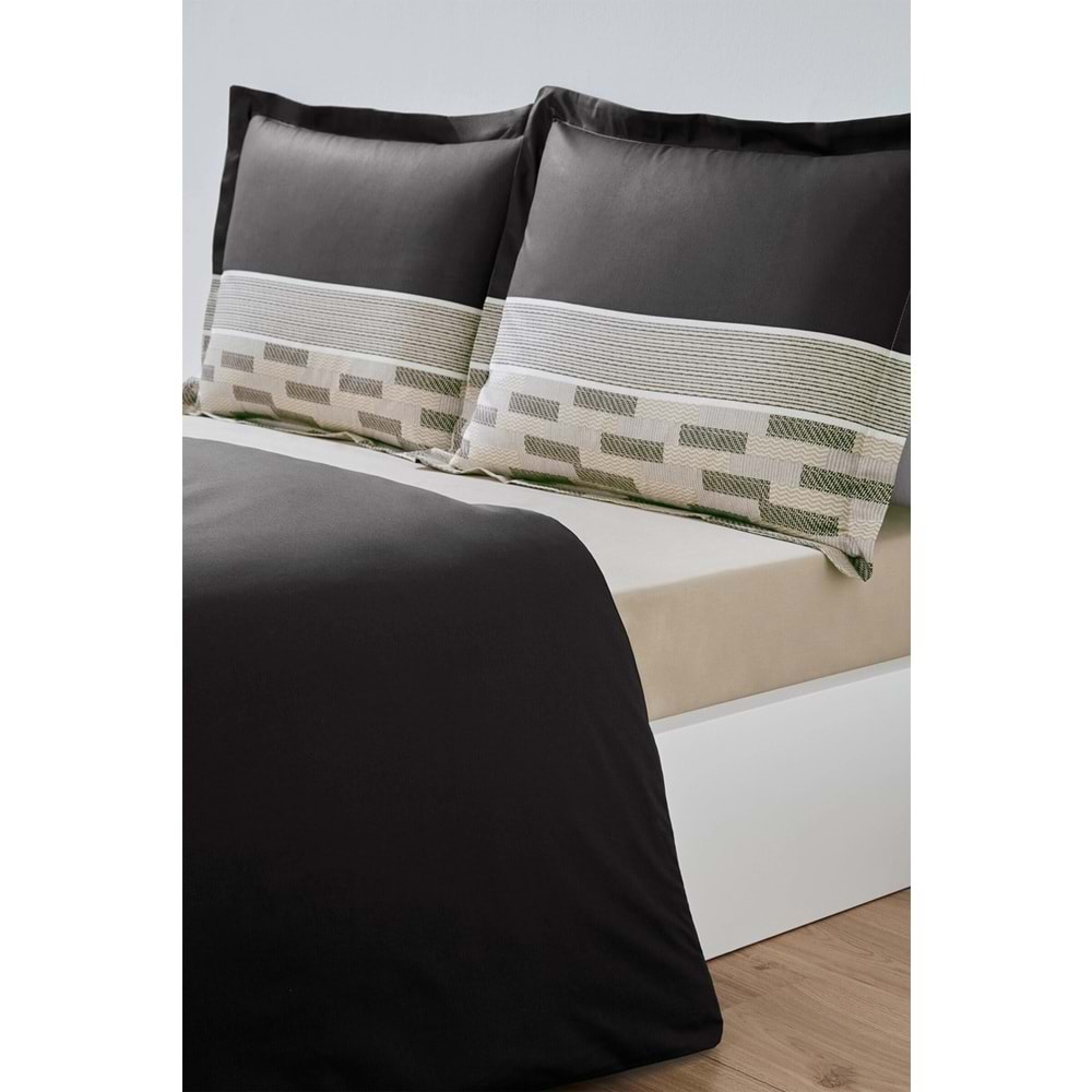 Özdilek Ranforce -Sculpted Siyah- Battal Boy (King Size) Çift Kişilik Nevresim Takımı