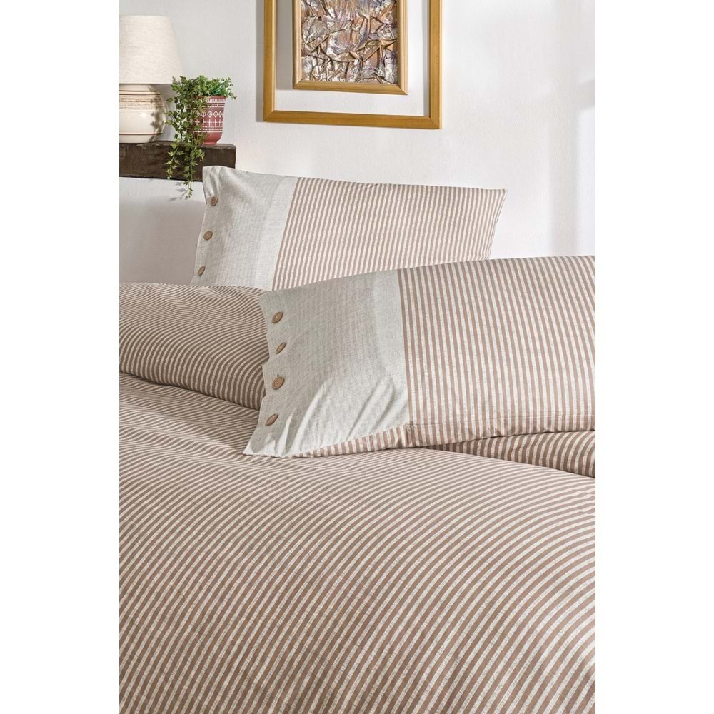 Özdilek Ranforce -Natural Line Somon- Battal Boy (King Size) Çift Kişilik Nevresim Takımı