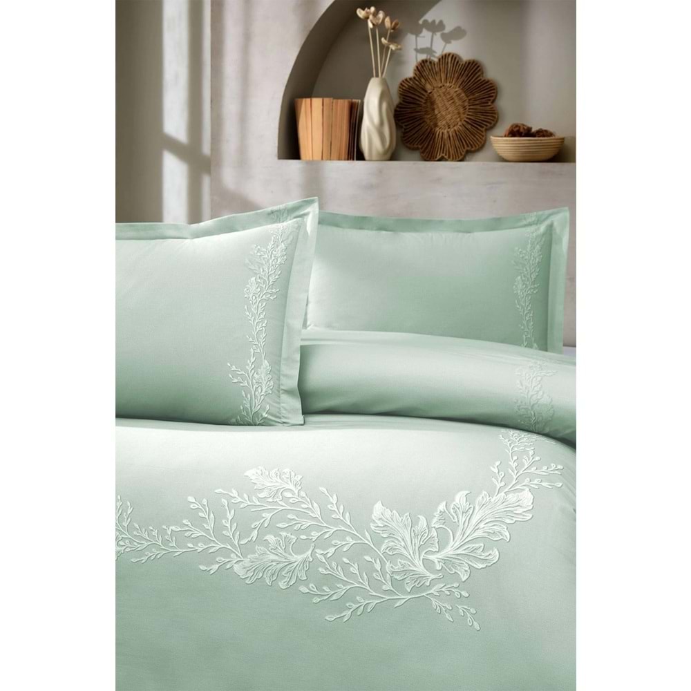 Özdilek Ranforce -Mazollino Yeşil- Battal Boy (King Size) Çift Kişilik Nevresim Takımı