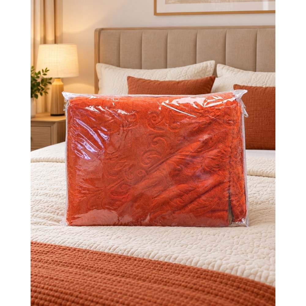 Özdilek Trendy Embos Çift Kişilik Battaniye (220x240)-Kiremit