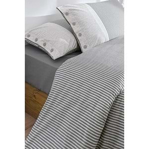 Özdilek Ranforce -Natural Line Gri- Battal Boy (King Size) Çift Kişilik Nevresim Takımı