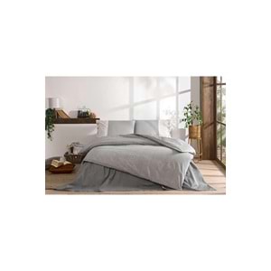 Özdilek Ranforce -Natural Line Gri- Battal Boy (King Size) Çift Kişilik Nevresim Takımı