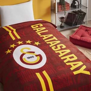 Taç Taraftar Lisanslı Tek Kişilik Battaniye (160x220)-GALATASARAY 5.YILDIZ
