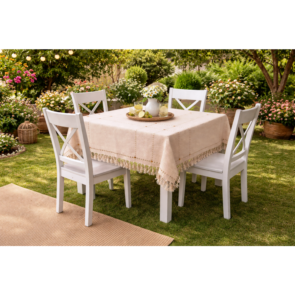 Manisa Dokuma Cendere naturel renk masa örtüsü 140*140 krem